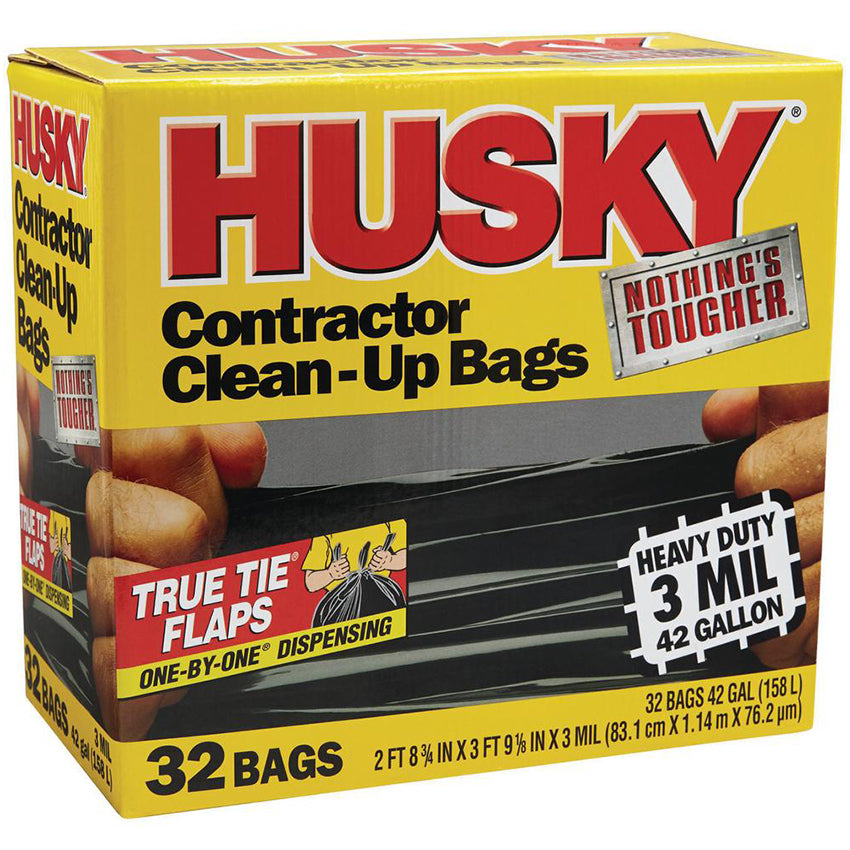 42 Gal Poly - America HK42WC032B-M Husky 3-Mil Contractor Trash Bag, 32-Count